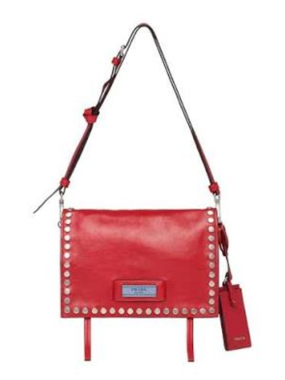 AUTHENTIC  Prada Red Leather Glace Etiquette Crossbody Prada